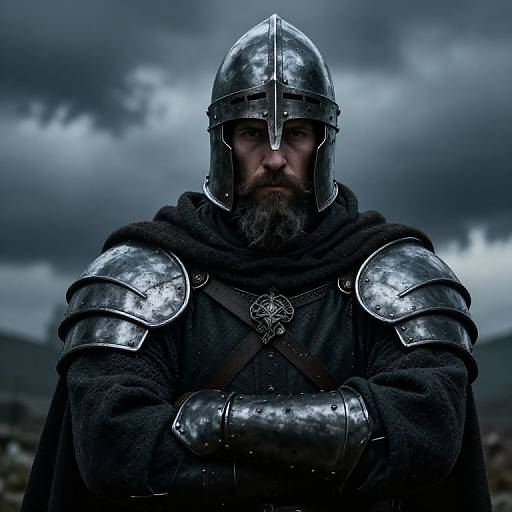 Stoic Bearded Warrior Portrait