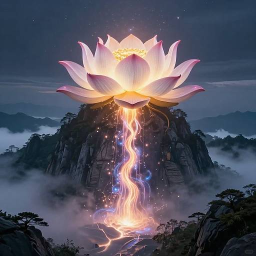Majestic Mountain with Radiant Lotus