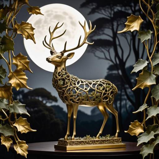 Ethereal Brass Deer Under Moonlight Ethereal Brass Deer Under Moonlight