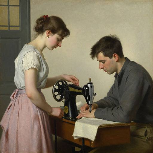 Realistic Domestic Scene with Sewing Machine
