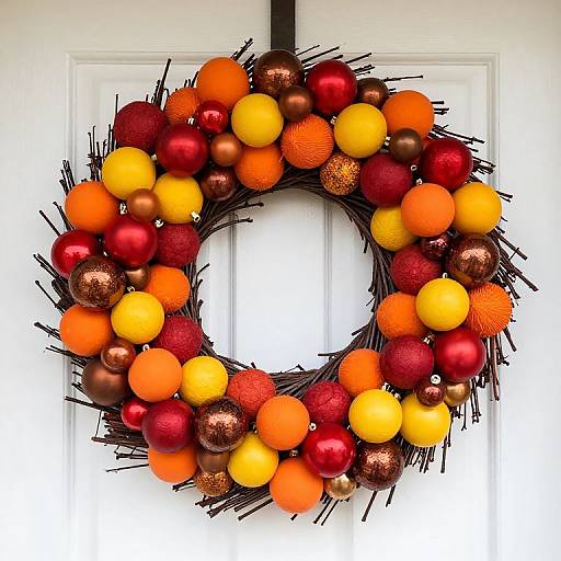 Vibrant Autumn Wreath on White Door