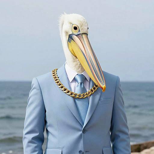 Anthropomorphic Pelican Politician Portrait