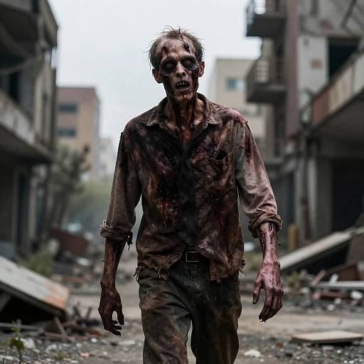 Realistic Male Zombie in Post-Apocalypse