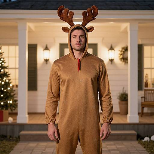 Man in Light Christmas Costume