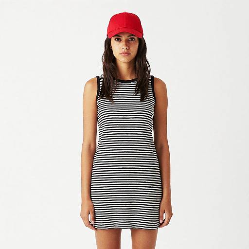 Portrait of Woman in Striped Dress