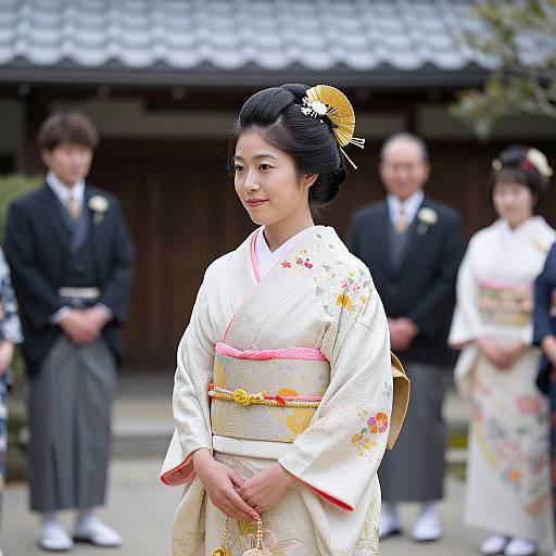 Woman in Traditional Japanese Kimono