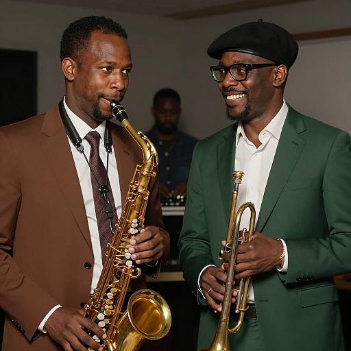 Jazz Duo in a Dimly Lit Room