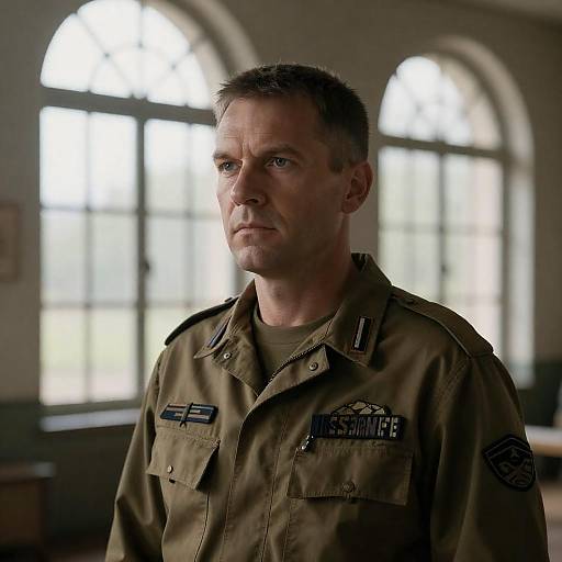 Serious Middle-Aged Man in Uniform