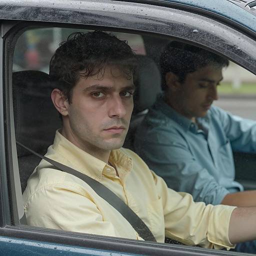 Candid Car Portrait Through Rainy Window