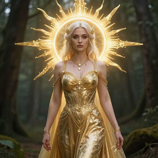 Radiant Woman in Mystical Forest