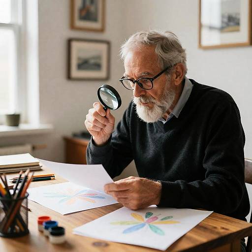 Cozy Moment: Elderly Artist at Work