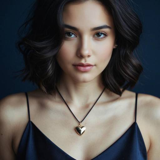 Elegant Woman Wearing Heart Necklace