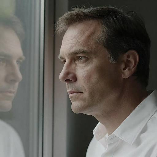 Intense Gaze of a Middle-Aged Man