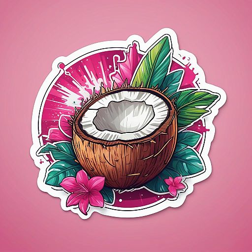 Vibrant Coconut Explosion Sticker Design Vibrant Coconut Explosion Sticker Design