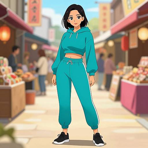Kyoto Animation Style Woman in Bazaar