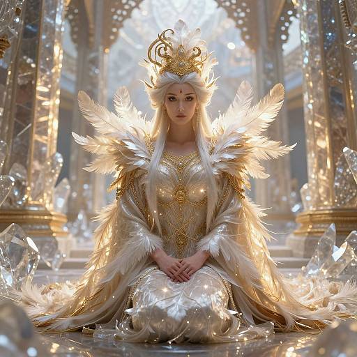 Ancient Feather Goddess in Crystal Temple