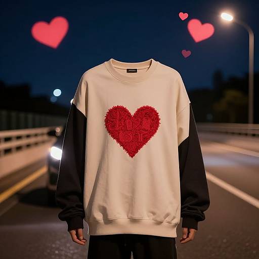 Night Highway Car with Heart Sky