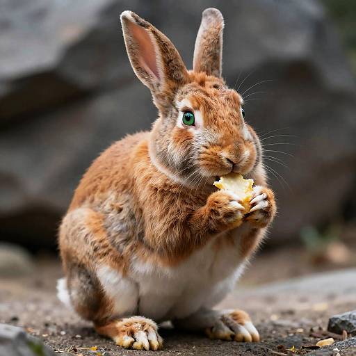 Realistic Ginger-Furred Pokémon Rabbit Eating