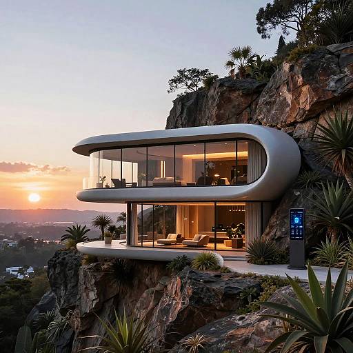 Futuristic Cliffside Smart Home