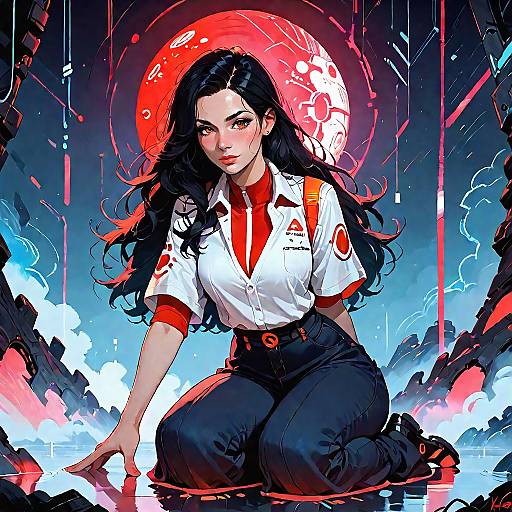 Futuristic Cybernetic Adventurer Girl