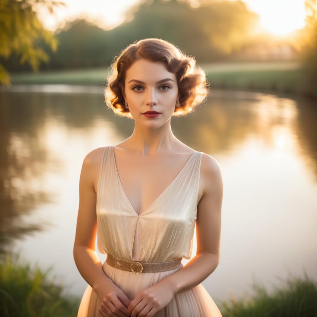 Elegant Jazz Age Portrait by the River