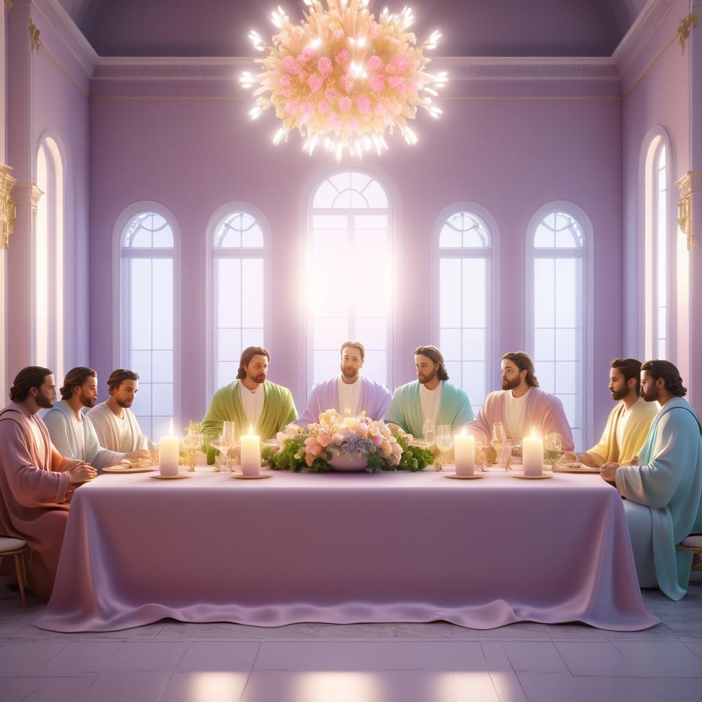 Hyper-Realistic Last Supper in Pastels