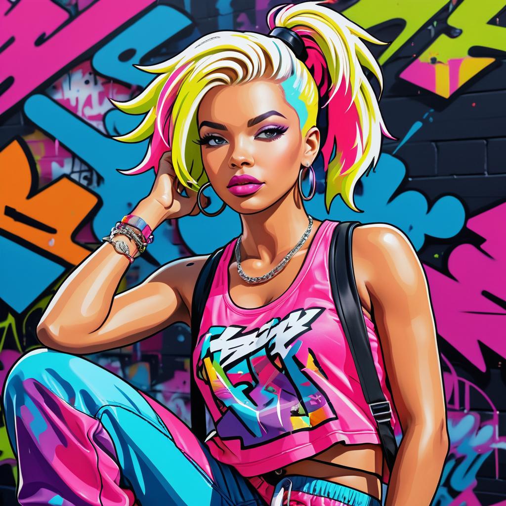 Vibrant Urban Graffiti Art of a Female