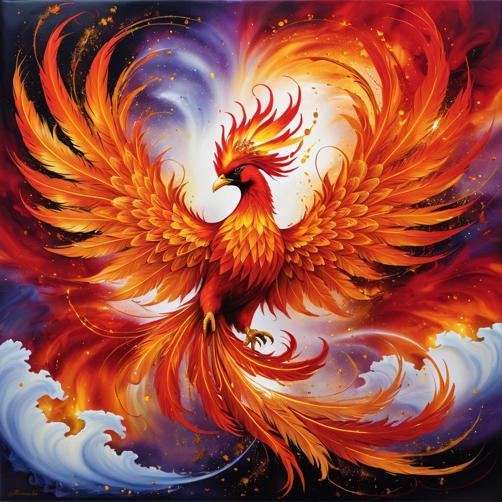 Mystical Phoenix Rising in Vibrant Colors