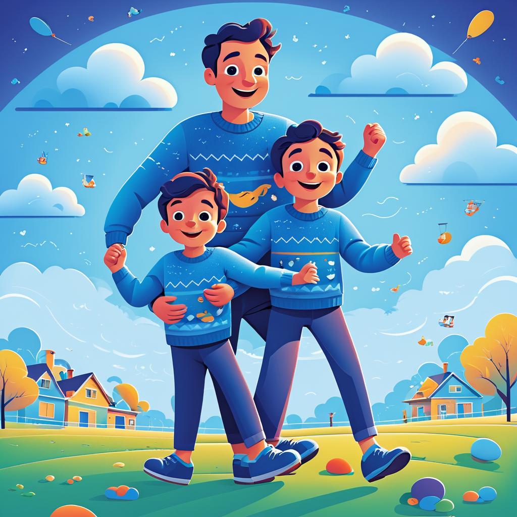 Playful Family Bonding in Vector Art