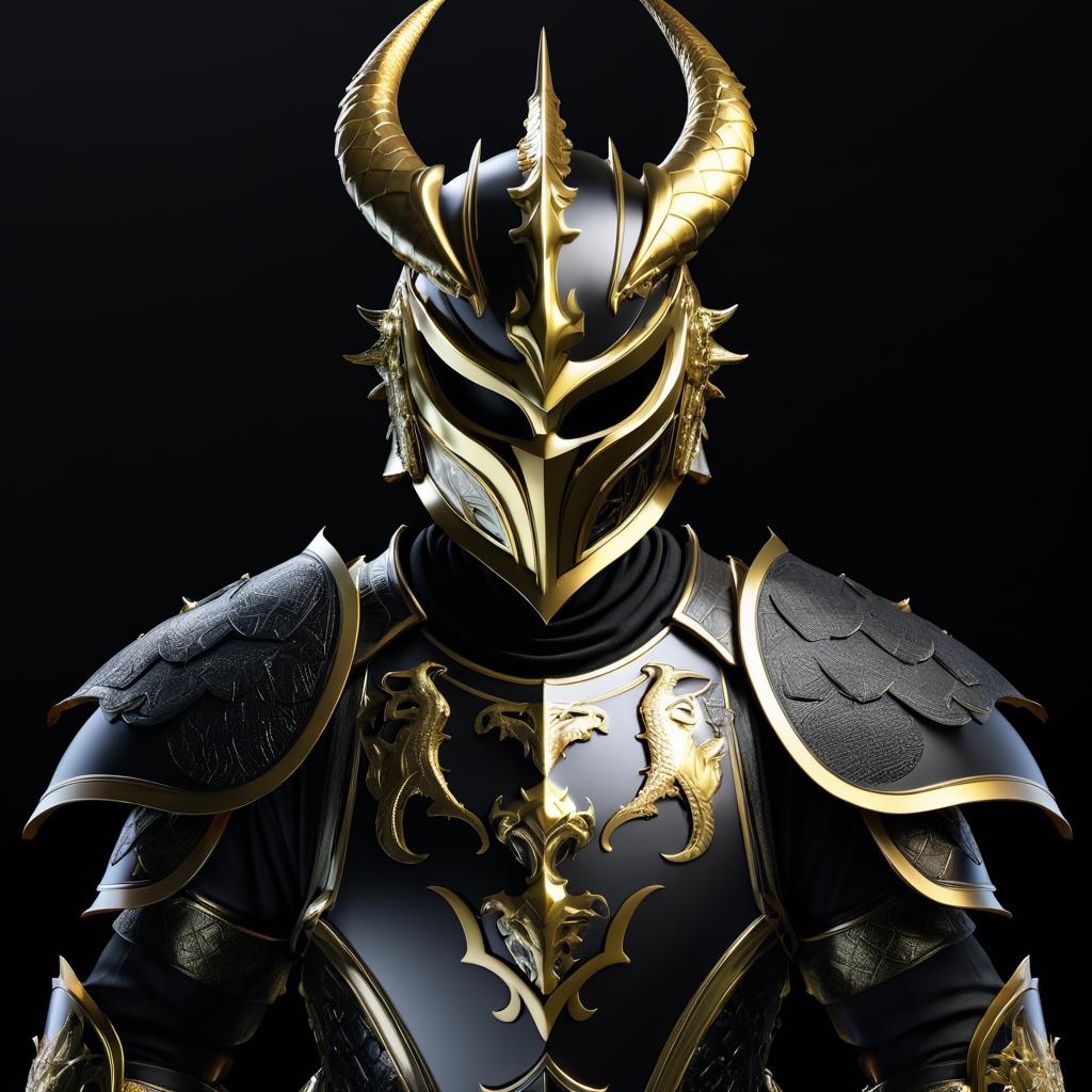 Majestic Gilded Dragon in Dark Armor