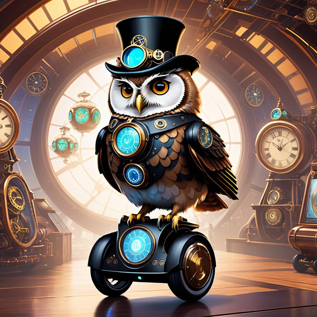 Steampunk Owl on Segway Adventure