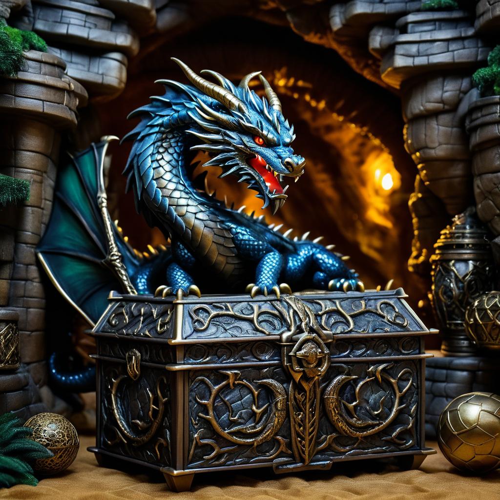 Fierce Dragon in Treasure Chest Scene