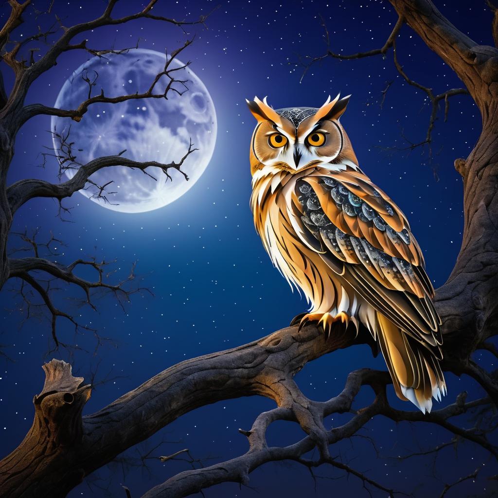 Majestic Owl Under A Starry Twilight