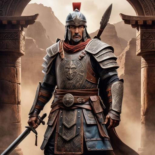 Ancient Warrior in Historical Landscape Ancient Warrior in Historical Landscape