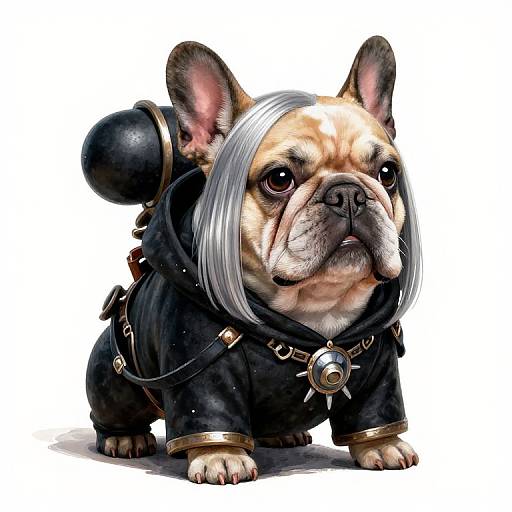 Chibi Dwarf Wizard with French Bulldog