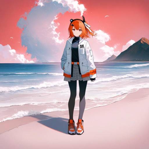 Surreal Beach Scene with Adachi Rei