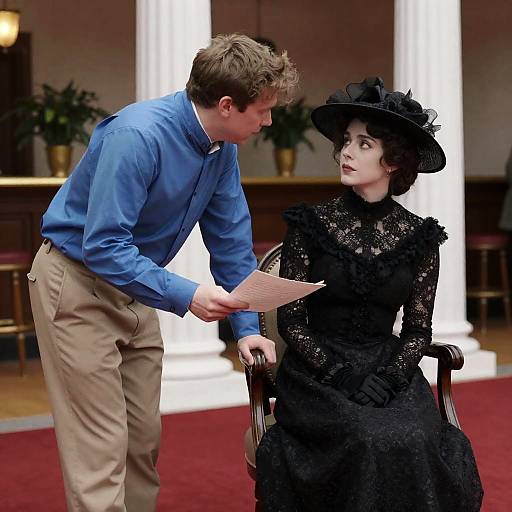 Victorian-Era Indoor Scene with Dialogue