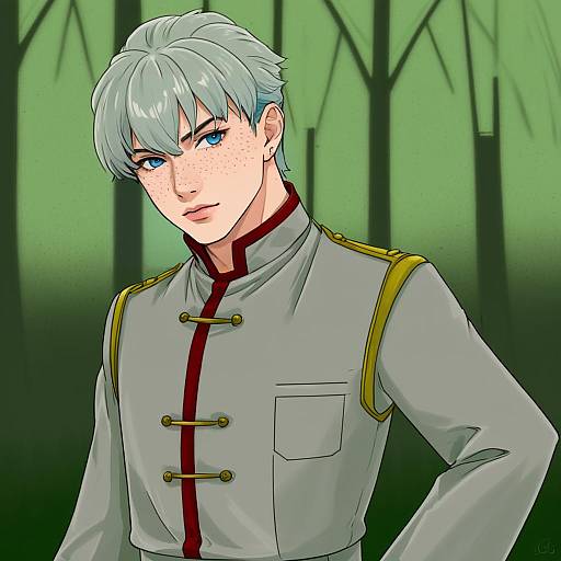 Illustration of Ashe ubert, fire emblem in the style of Aslindsamure