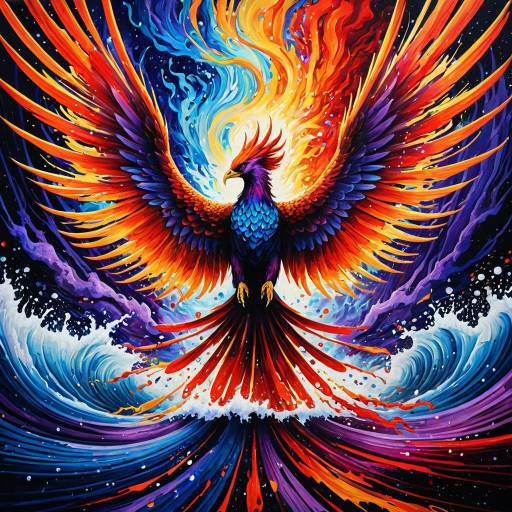 Vibrant Soaring Phoenix Watercolor