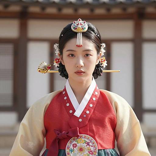 Young Woman in Traditional Korean Hanbok