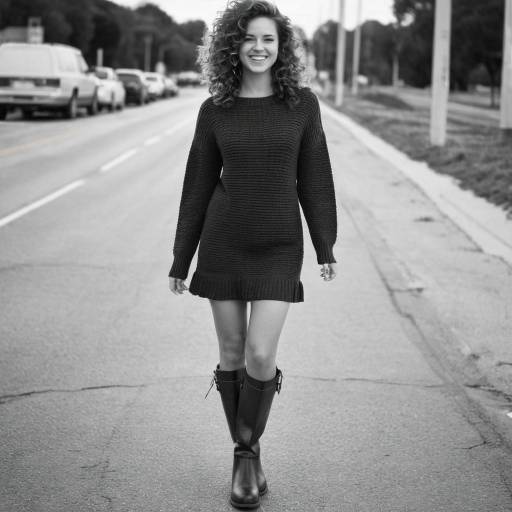 Woman Walking Confidently on Street