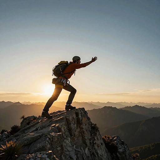 Mountain Climber Achieving Peak Performance