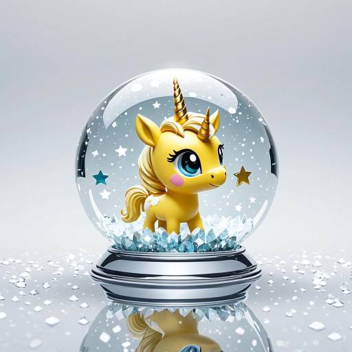 Pastel Yellow Chibi Unicorn in Glass Orb Pastel Yellow Chibi Unicorn in Glass Orb