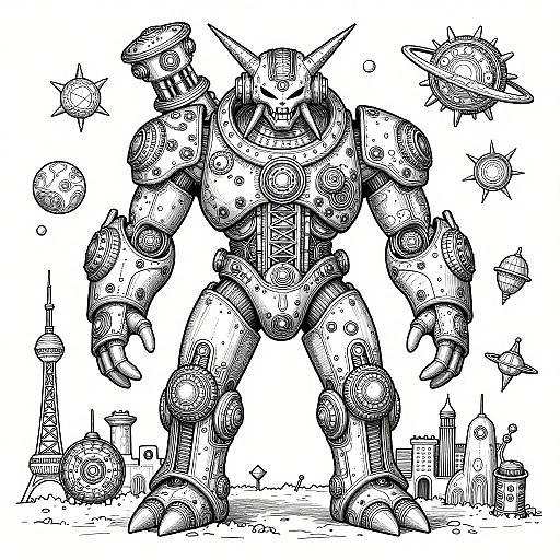 Steampunk Mewtwo Coloring Page