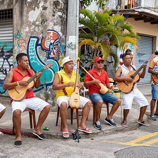 Puerto Rican Musicians on Vibrant Street