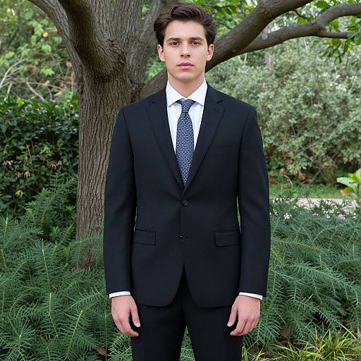 Man in Black Blazer in Garden