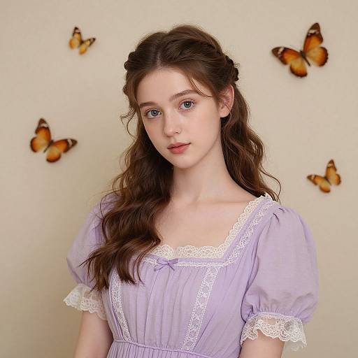 Lavender Elegance with Golden Butterflies