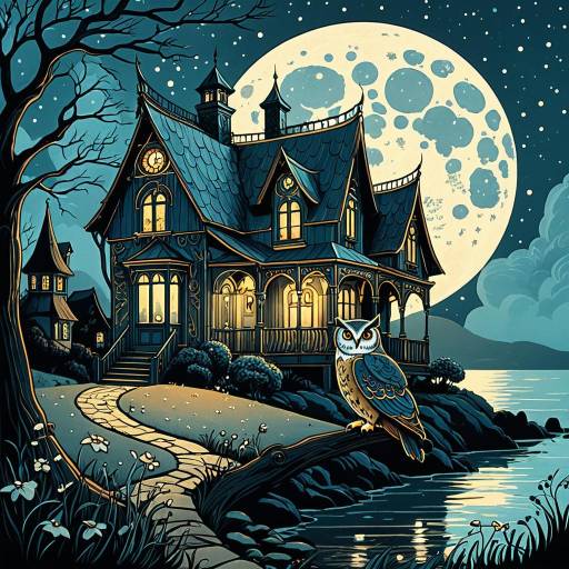 Whimsical Owl in Dreamy Art Nouveau