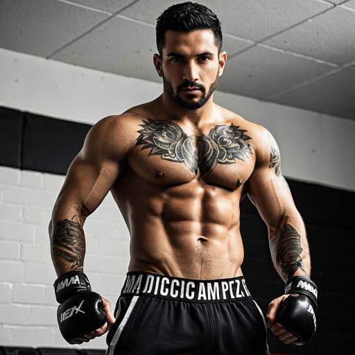 Muscular MMA Fighter with Tattoos