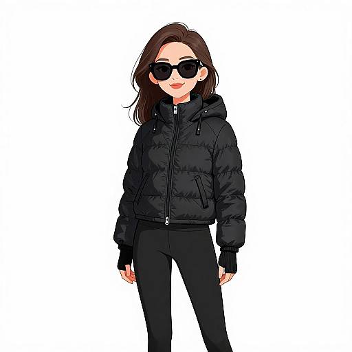 Sporty Chic Woman in Black Puffer